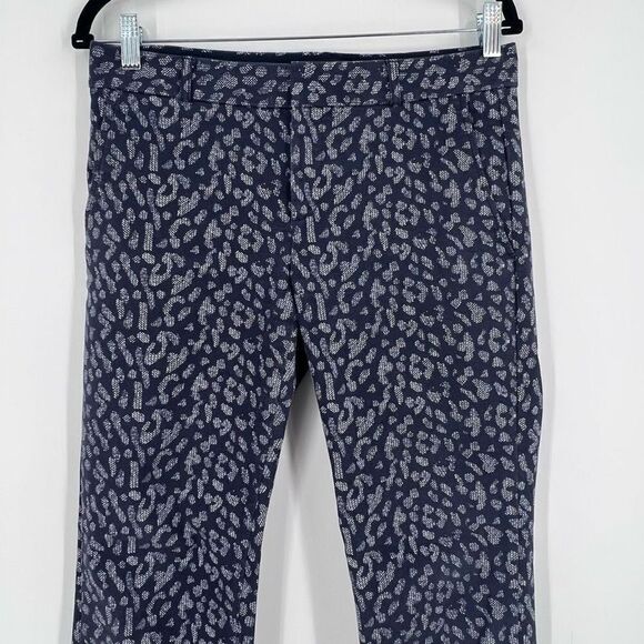 Banana Republic Women's Animal Print Flat Front Ryan Trouser Pant Navy Blue Sz 4 - Picture 11 of 12